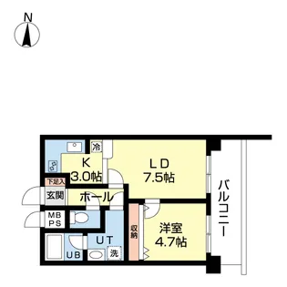 ライオンズマンション北大前【7階】の間取り
