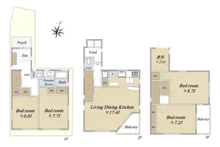 東京都大田区南雪谷2【一戸建】の間取り