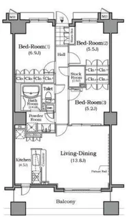 ザ・レジデンス本牧横浜ベイサイド【4階】の間取り