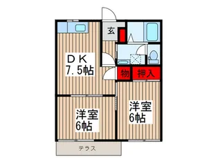 プリムローズB棟【1階】の間取り