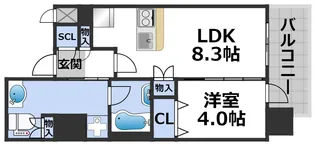 エスライズ難波III【3階】の間取り