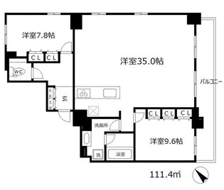 リバーサイドタワー中之島【30階】の間取り
