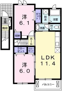 プラシード 弐番館【2階】の間取り
