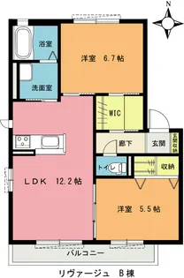 リヴァージュB【2階】の間取り