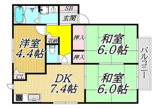 尾浜ハイツ【2階】の間取り
