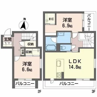 シャーメゾン谷山駅前【2階】の間取り