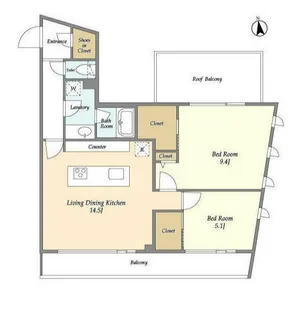 プライムアーバン目黒東山【4階】の間取り