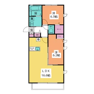 エミシア B棟【2階】の間取り