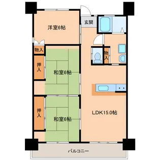 公社住宅須佐団地公A棟【7階】の間取り