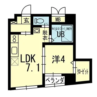 ライズ古城堀端【4階】の間取り