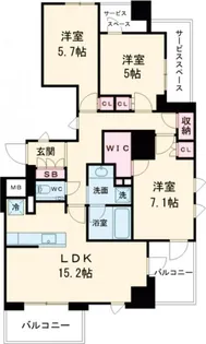 プラウド弦巻三丁目【4階】の間取り