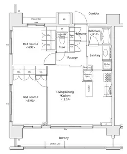 イプセ多摩川緑地【9階】の間取り