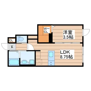 1LDKの間取り画像