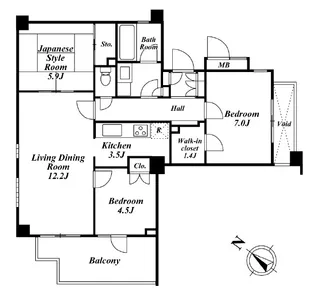 プライムアーバン新宿夏目坂タワーレジデンス【1階】の間取り