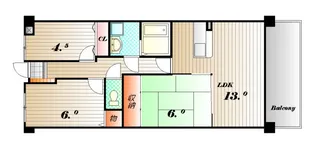 プラザハイツ二ツ屋F棟【2階】の間取り
