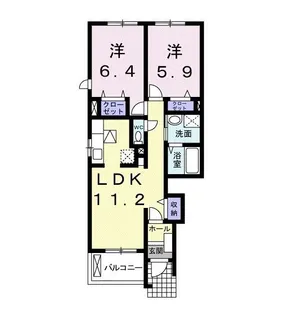 メゾン・フルールB【1階】の間取り
