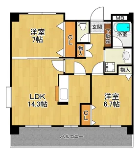 宮城県仙台市泉区加茂2【マンション】の間取り
