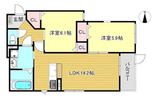 ラルーチェ聖護院【2階】の間取り
