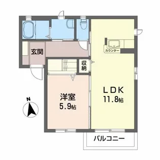 ジャルダン・ド・シエル ドゥ【2階】の間取り
