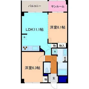 キャトルセゾン【4階】の間取り