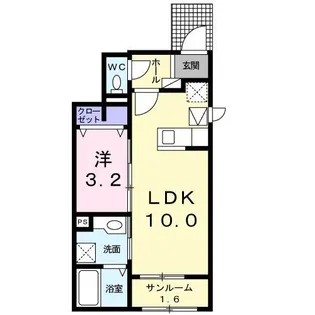 ニュ-レジデンス大財 北棟【1階】の間取り