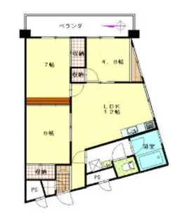 戸山ハイツ27号棟【4階】の間取り