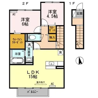 ラ・ルル 六条 A棟【2階】の間取り
