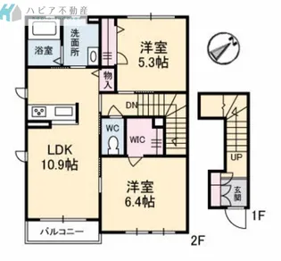 シャーメゾン橘 B棟【2階】の間取り