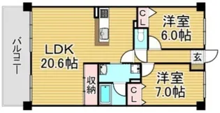アンピール板付南【3階】の間取り