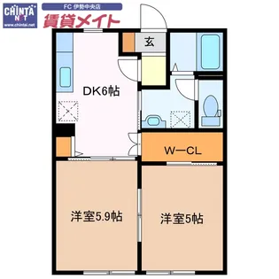 ヴィレッジあじさいD【1階】の間取り