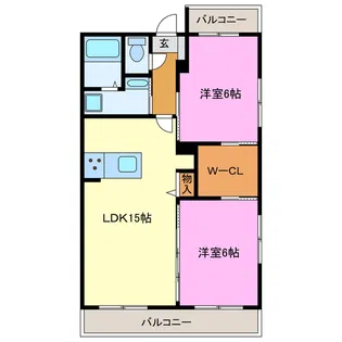 エクシード三方原II(中央棟)【2階】の間取り