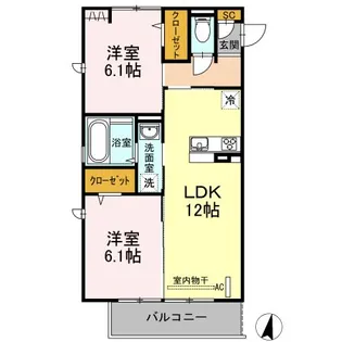 パラディーソ B棟【2階】の間取り