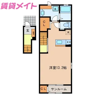 サンライズ川越 B【2階】の間取り