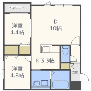 エルミタージュ新琴似【2階】の間取り