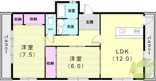 カーサ土山【3階】の間取り