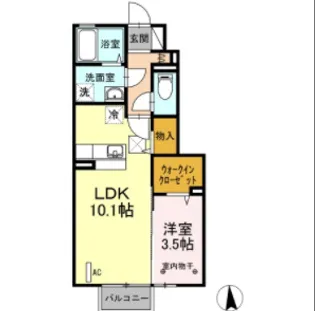 中ノ町タウンB【1階】の間取り