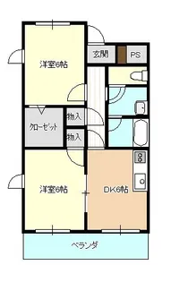 かしわハイツB【1階】の間取り