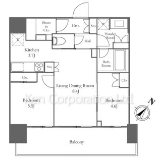 2LDKの間取り画像
