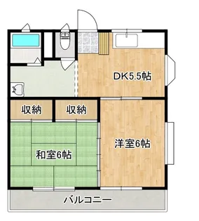 マリアージュ 平中神谷 2DK物件【2階】の間取り