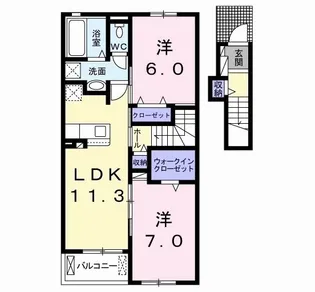サンデリアーナ糒A【2階】の間取り