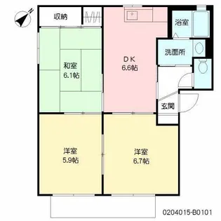バリュージュ協和B棟【2階】の間取り