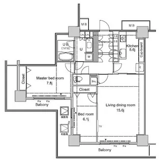 パシフィックロイヤルコートみなとみらいアーバンタワー【23階】の間取り