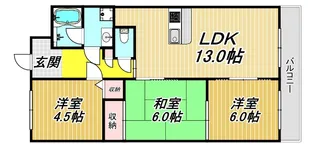 ドムール御願塚【3階】の間取り