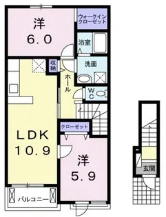 ラ カーサ フェリーチェ【2階】の間取り