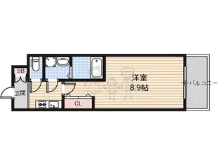 プランドール北田辺【6階】の間取り