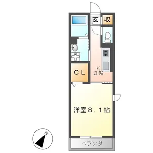 D-room茄子川 A(ディールームナスビガワエー)【2階】の間取り