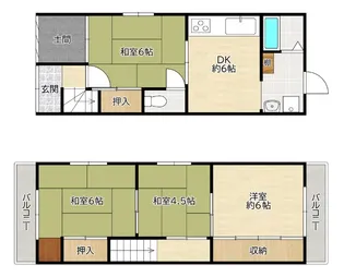 大阪府大阪市城東区野江3【一戸建】の間取り