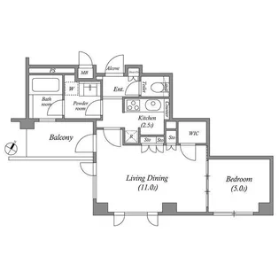プラチナコート広尾【5階】の間取り