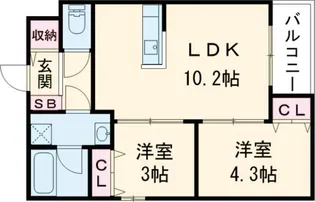 GlanZ 六ツ門【4階】の間取り