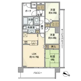 アトラスタワー向ヶ丘遊園【18階】の間取り
